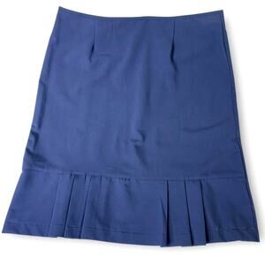 N Touch Vintage Casual Pleated Hem Pencil Skirt Back Zip Stretchy Size 14 Blue